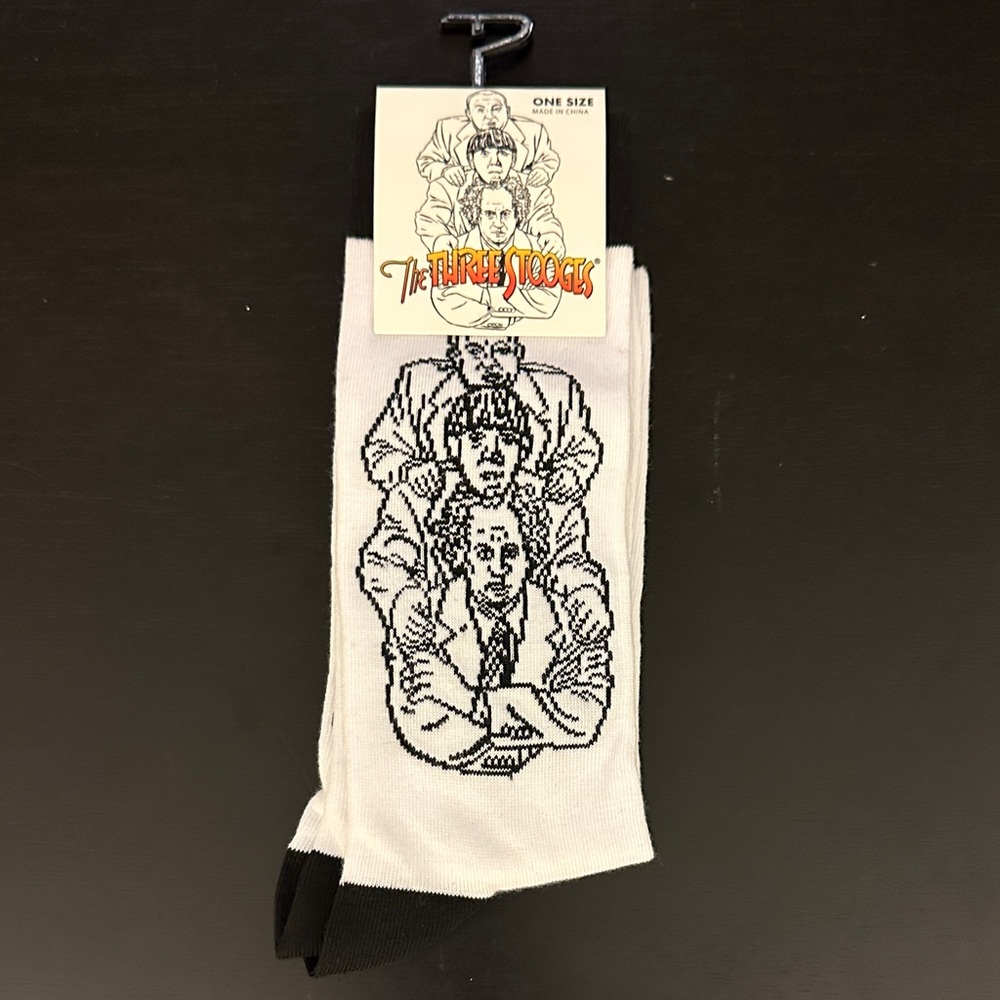 Three Stooges White & Black Crew Socks - Graphic Men’s Socks